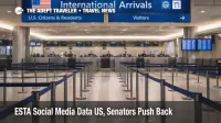 ESTA social media data change implied by quiet U.S. immigration hall, signaling added pre travel screening friction