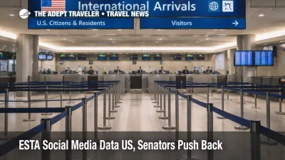 ESTA social media data change implied by quiet U.S. immigration hall, signaling added pre travel screening friction