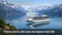 Princess America 250 cruises sail Alaska, with a Princess ship underway near Glacier Bay under bright summer light