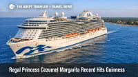 Regal Princess margarita record in Cozumel, a cruise ship underway as onboard bar demand peaks for themed cocktails