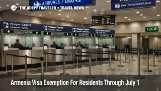 Armenia visa exemption residents, quiet immigration hall at Zvartnots Airport signals visa free entry rules through July 1