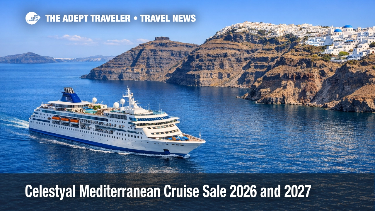ti, ship sails near Santorini as travelers weigh 2026 and 2027 deal deadlines