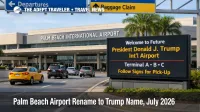Palm Beach Airport Rename story, curbside signs at PBI as travelers verify terminal pickup details during a name change