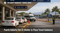 Puerto Vallarta airport transfer safety, calm curbside at PVR with authorized taxis during Feb 22 disruption