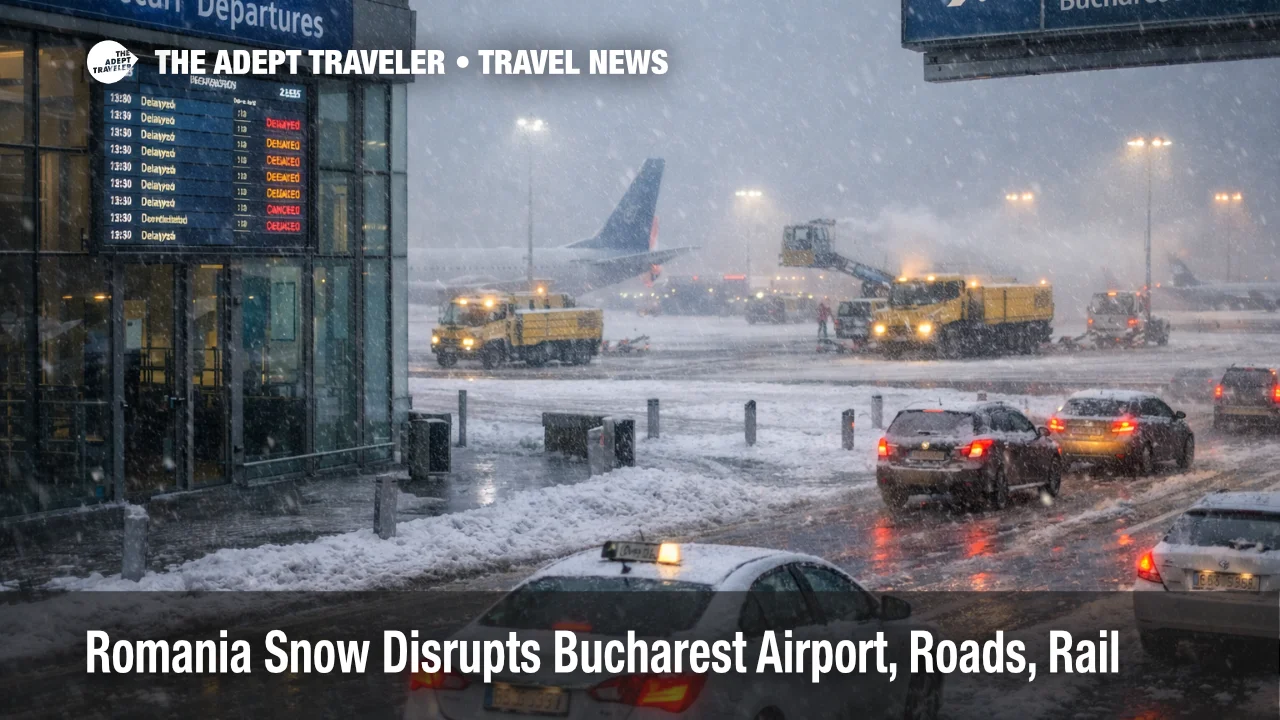 Romania snow disrupts transport as Bucharest airport delays and snowy road access slow transfers for stranded travelers