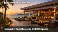 Runaway Bay resort reopening scene shows renovated lobby terrace at a Jamaica all inclusive ahead of April 1, 2026