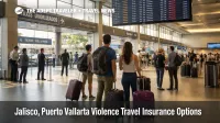 Traveler checks screens at PVR as Jalisco Puerto Vallarta travel insurance decisions hinge on canceled flights