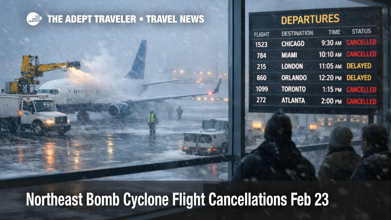 Northeast bomb cyclone flight cancellations as snow and deicing stall departures at JFK