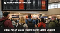 El Paso airport closure reversal shown by ELP departure boards and travelers checking sudden cancellation notices