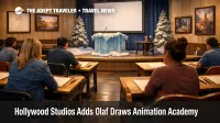 ALT text: Magic of Disney Animation classroom at Hollywood Studios with families sketching during an Olaf Draws session