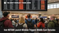 Passengers at Dubai International Airport as Middle East airspace reroutes add time and raise misconnect risk
