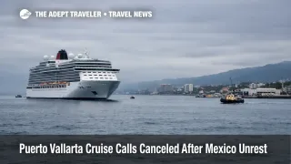 Cruise ship holds offshore near Puerto Vallarta during Puerto Vallarta cruise reroutes after Mexico unrest
