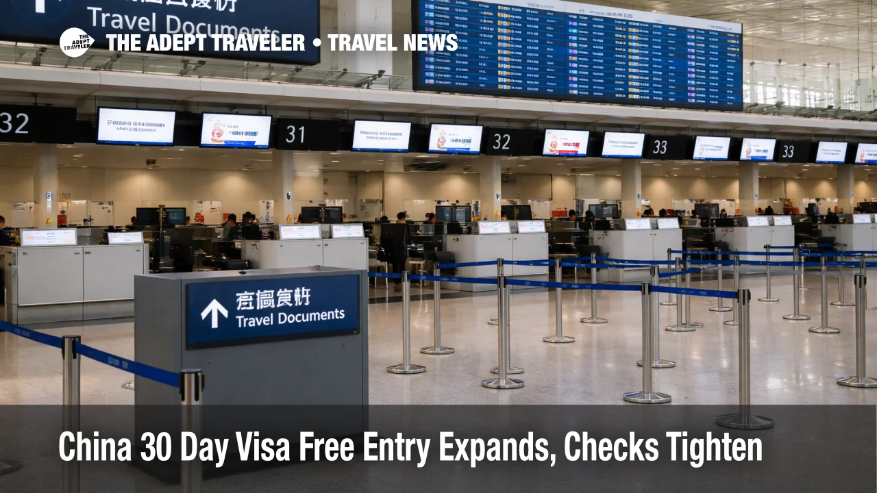 China 30 day visa free entry prompts tighter airline document checks at Beijing Capital check in counters