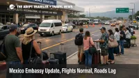 Jalisco roadblocks travel risk lingers as travelers queue at Puerto Vallarta airport curb while access roads run slow