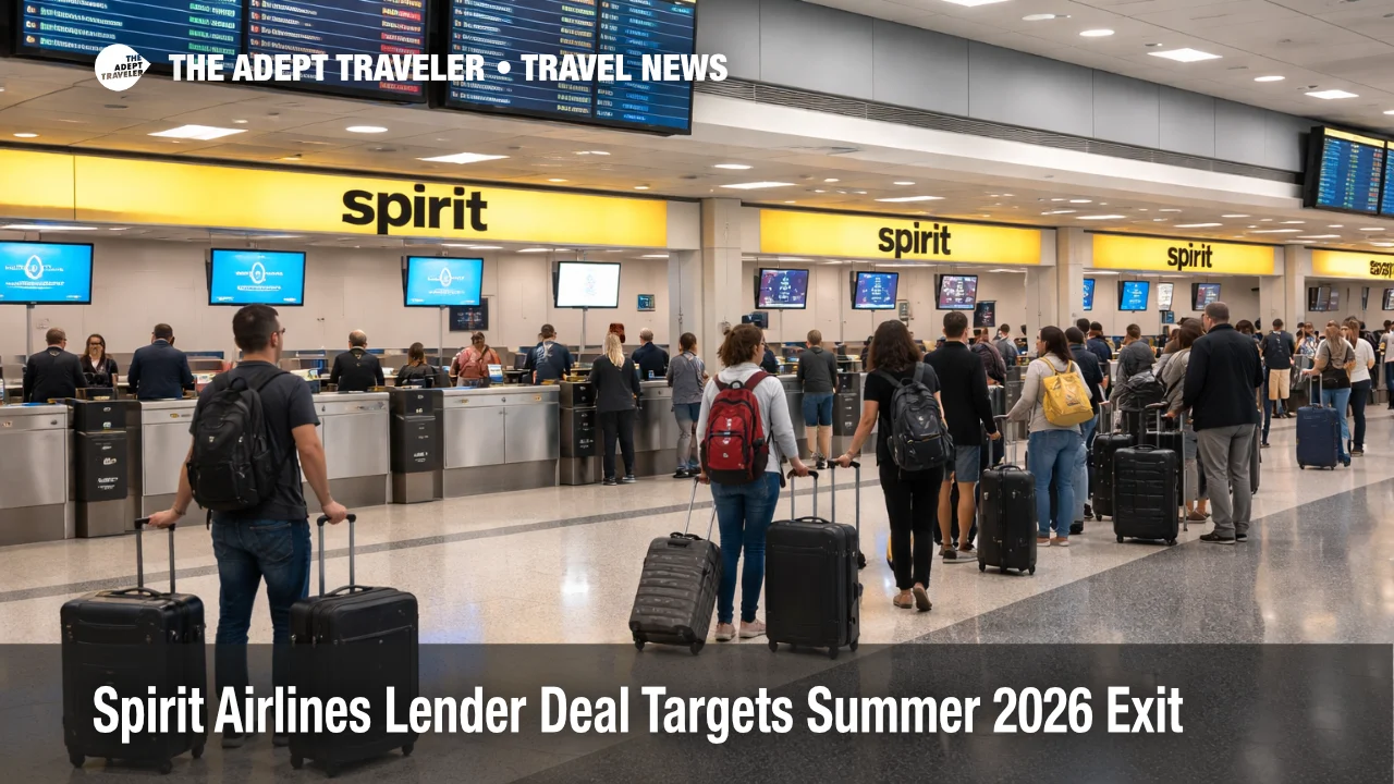 Spirit bankruptcy exit plan, travelers queue at Spirit check in counters at Fort Lauderdale Hollywood Airport