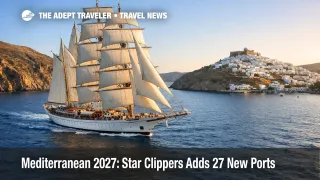Star Clippers summer 2027 sailings reach small Greek islands, with a tall ship under sail near Astypalea