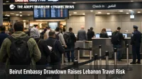 Beirut embassy drawdown risk, check in queues at Beirut Airport reflect tighter Lebanon travel advisory posture