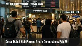 Doha Dubai hub pauses show stranded transfer crowds at DOH with delay boards and reduced onward connections