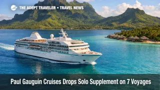 Paul Gauguin solo supplement deal, m/s Paul Gauguin sailing Bora Bora lagoon in French Polynesia