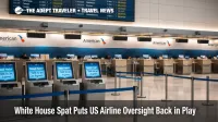 US airline passenger rights debate at DFW check in counters with delay notices and traveler help screens