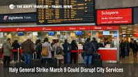 Italy general strike March 9 cues in Rome station, with limited counters, mild queues, and delay notices