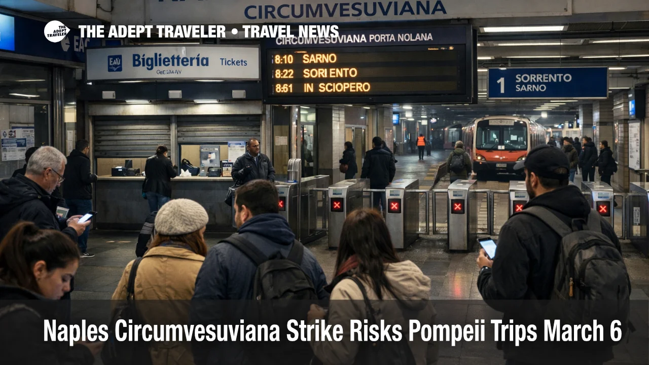 Naples Circumvesuviana strike at Porta Nolana, travelers face limited trains for Pompeii and Sorrento on March 6