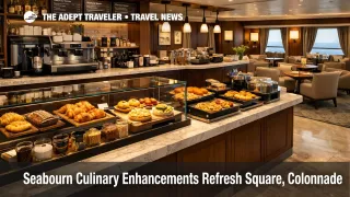 Seabourn culinary enhancements show Seabourn Square café, new warm items, and coffee service at sea