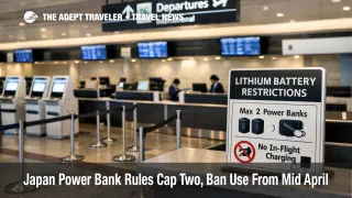 Tokyo Haneda check in area reflecting Japan power bank flight rules ahead of the mid April 2026 in flight use ban