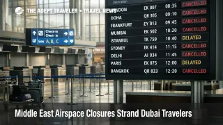 Middle East airspace closures shown on Dubai airport boards with widespread cancellations and suspended departures