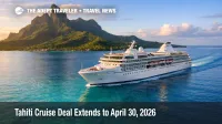 Paul Gauguin Tahiti cruise deal, ship sails through Bora Bora lagoon as travelers plan 2026 bookings