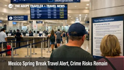 Mexico spring break travel alert at Cancun airport arrivals, travelers review state advisories and safety steps