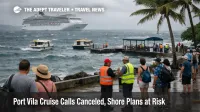 Port Vila cruise call cancellations as tenders pause in choppy harbor seas, leaving passengers waiting ashore