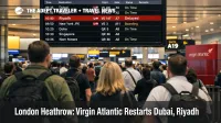 Virgin Atlantic Dubai Riyadh flights resume, Heathrow departures board shows VS to DXB and RUH amid disruption