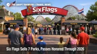Families entering Six Flags St. Louis during the Six Flags park sale transition, with 2026 season passes still honored