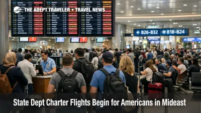 State Department charter flights Middle East, travelers wait under cancellations at Dubai International Airport