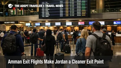 Amman exit flights at Queen Alia Airport with check in queues and departure boards showing a working outbound gateway