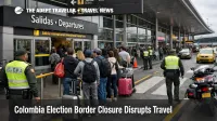 Colombia election border closure strains Bogotá airport access as travelers queue outside El Dorado before weekend voting