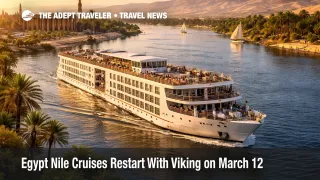 Viking Egypt voyage ship on the Nile near Luxor as March 12 cruise departures resume