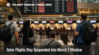 Qatar flights suspended at Doha, travelers wait beneath departure boards as Hamad hub connections remain offline