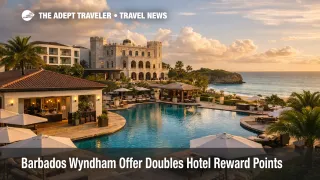 Wyndham Grand Barbados resort exterior tied to a Barbados Wyndham Rewards offer with double points for eligible stays