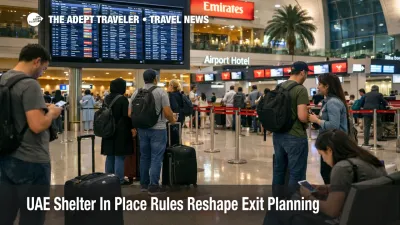 UAE shelter in place rules reshape Dubai airport decisions as travelers wait in a controlled departures hall