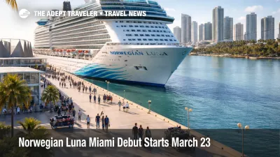 Norwegian Luna Miami debut at PortMiami, as travelers arrive for a new cruise ship launch in March 2026