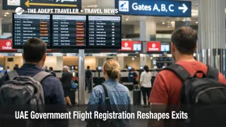 UAE government flight registration reshapes exit planning as travelers wait in a controlled Dubai airport departures hall