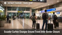 Ecuador curfew travel scene at Guayaquil Airport as late evening passengers weigh onward transfers during new road limits