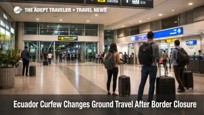 Ecuador curfew travel scene at Guayaquil Airport as late evening passengers weigh onward transfers during new road limits