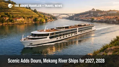 Scenic Douro river ship expansion shown by a luxury vessel sailing near Porto, highlighting Portugal cruise bookings for 2027