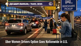 Uber women drivers option shown at an airport rideshare pickup zone, highlighting safer late night transfer planning