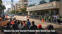 Mexico City tourism protests near the Tourism Secretariat signal possible World Cup travel friction in the capital
