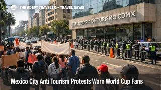 Mexico City tourism protests near the Tourism Secretariat signal possible World Cup travel friction in the capital