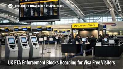 UK ETA enforcement at Heathrow check in shows the boarding document check risk for visa free travelers to Britain
